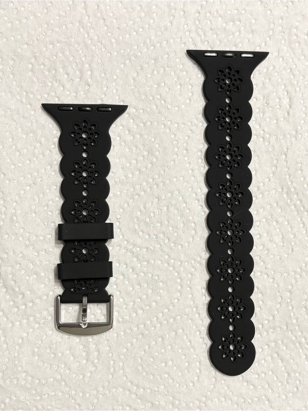 XinCrui Floral Lace Silicone Band Compatible with Apple Watch Black NIP